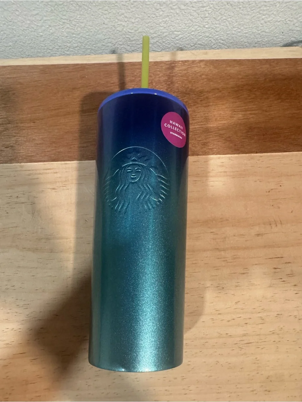 STARBUCKS Hawaii Collection Stainless Steel Blue Ombre Tropical Cold Cup 24oz